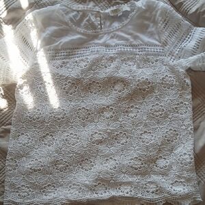 LOFT White Floral Lace Blouse